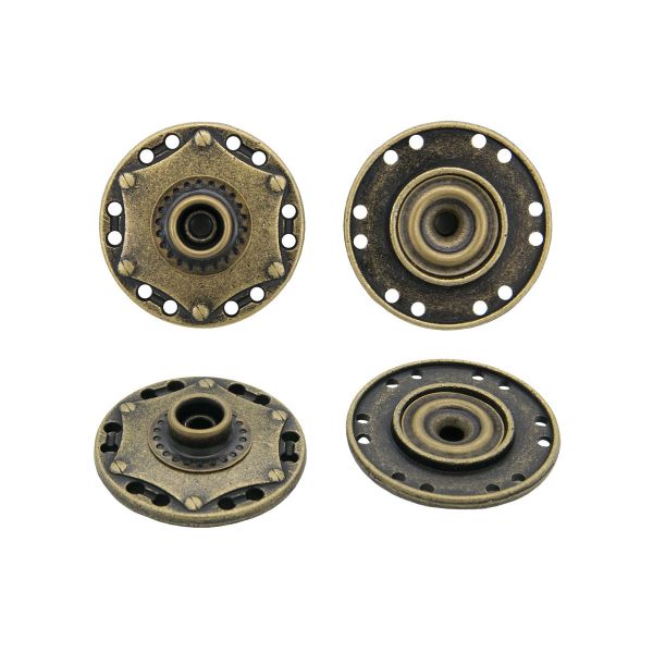 Кнопка пришивная металл ⌀24.0 мм, латунь, 4 шт, BIG