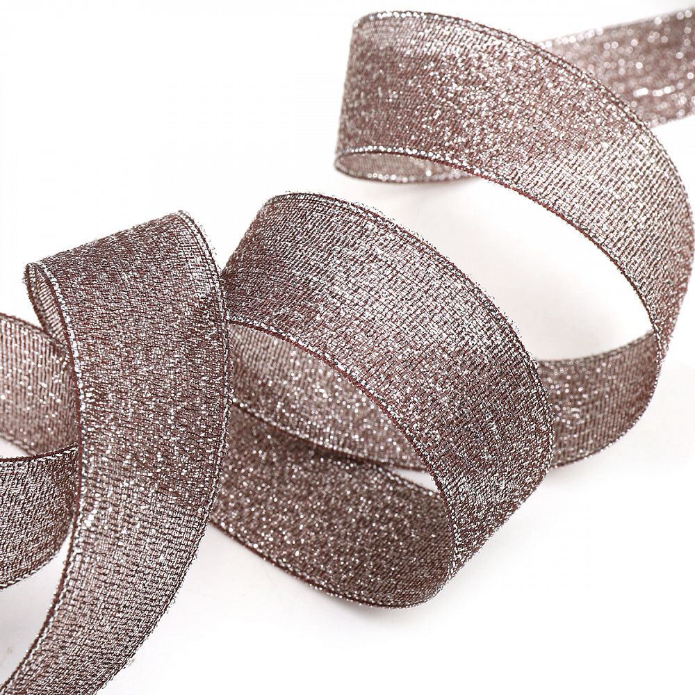 Лента с люрексом 25 мм, 139 черный/серебро, уп. 22,85 м