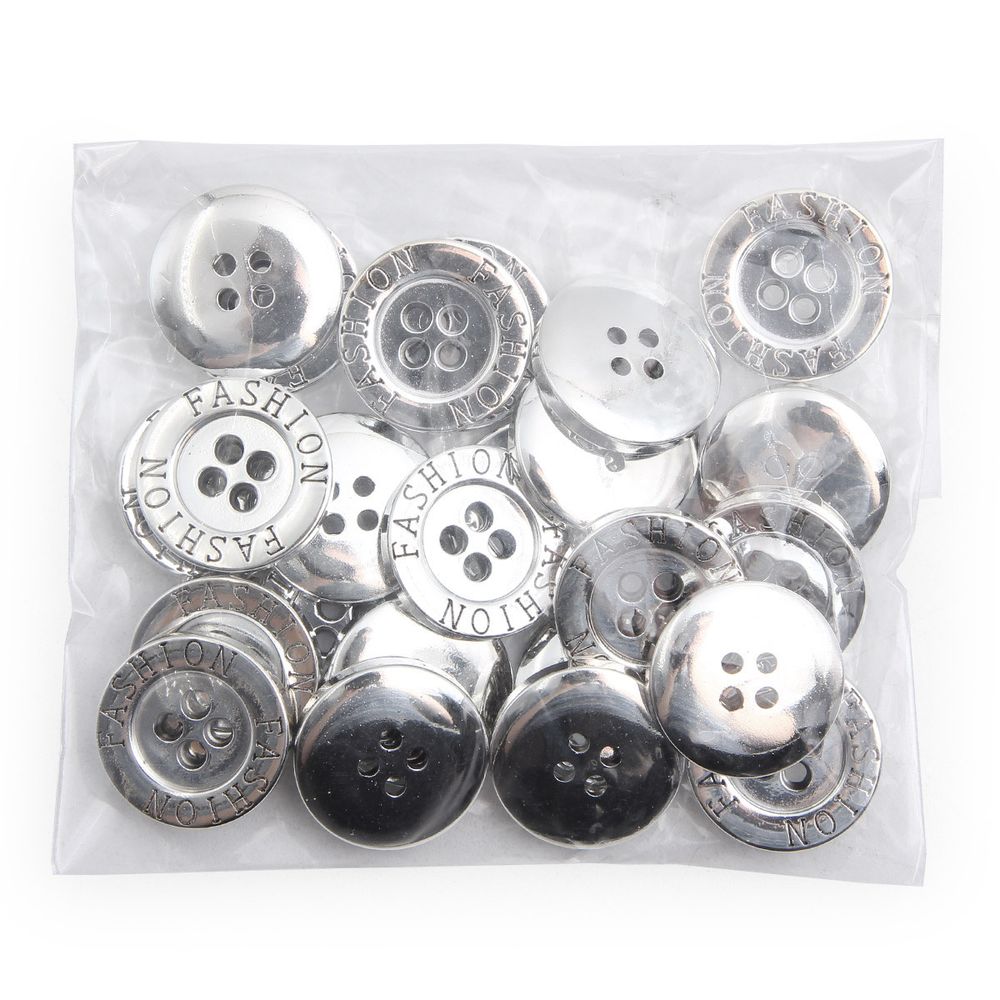 Пуговицы 4 прокола 32L (20мм), (Silver (серебристый)), 24 шт