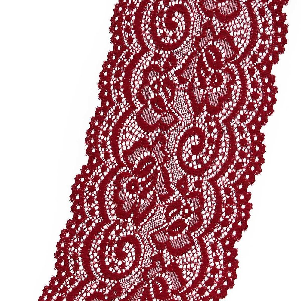 Кружево эластичное (стрейч) 100 мм / 3 метра, C520 темно-красный
