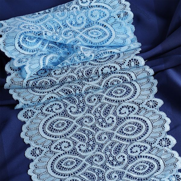 Кружево бельевое эластичное 180 мм / 3 м, TBY.L1351, цв.L3090 голубой, Kruzhevo