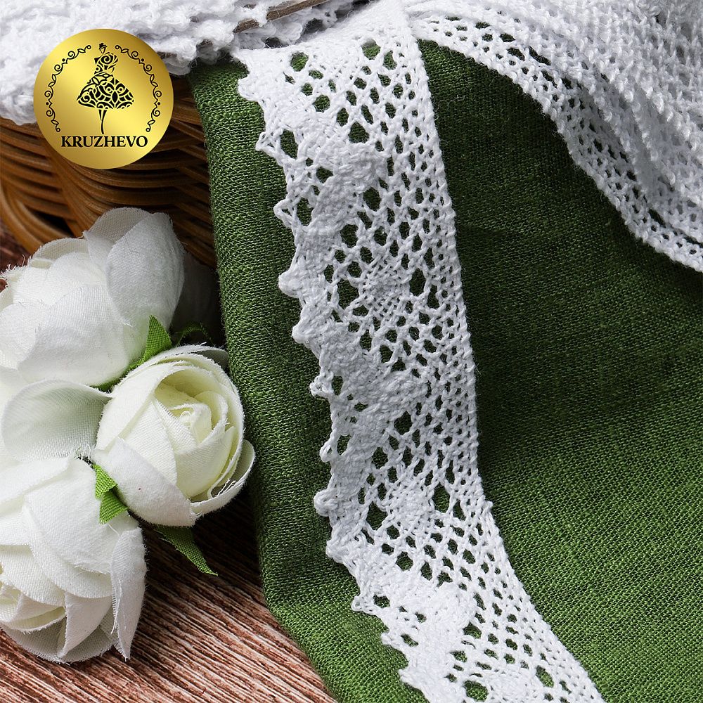 Кружево вязаное (тесьма) 30 мм / 10 метров, цв.02 белый, Kruzhevo