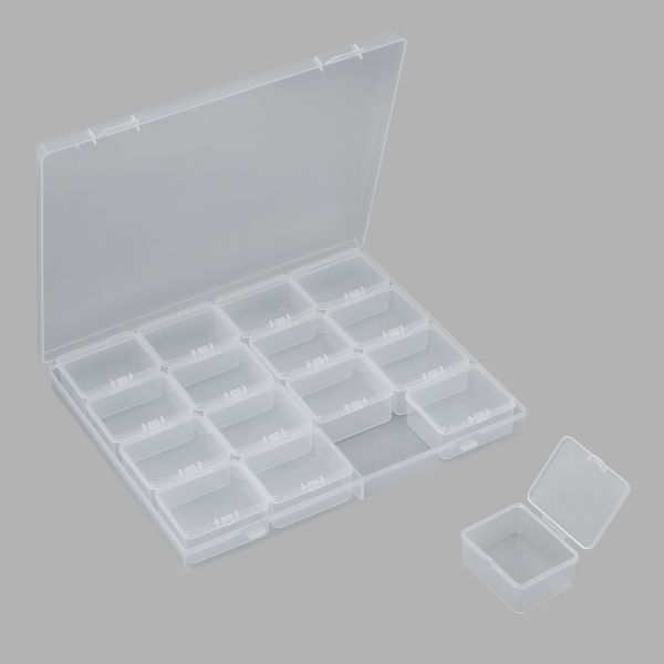 Контейнер для хранения мелочей 21х17.4х2.6 см, 16 штук в боксе