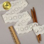 Кружево шитьё хлопок.1137 45 мм, цв.F102 молочный, уп.13.71м, Kruzhevo