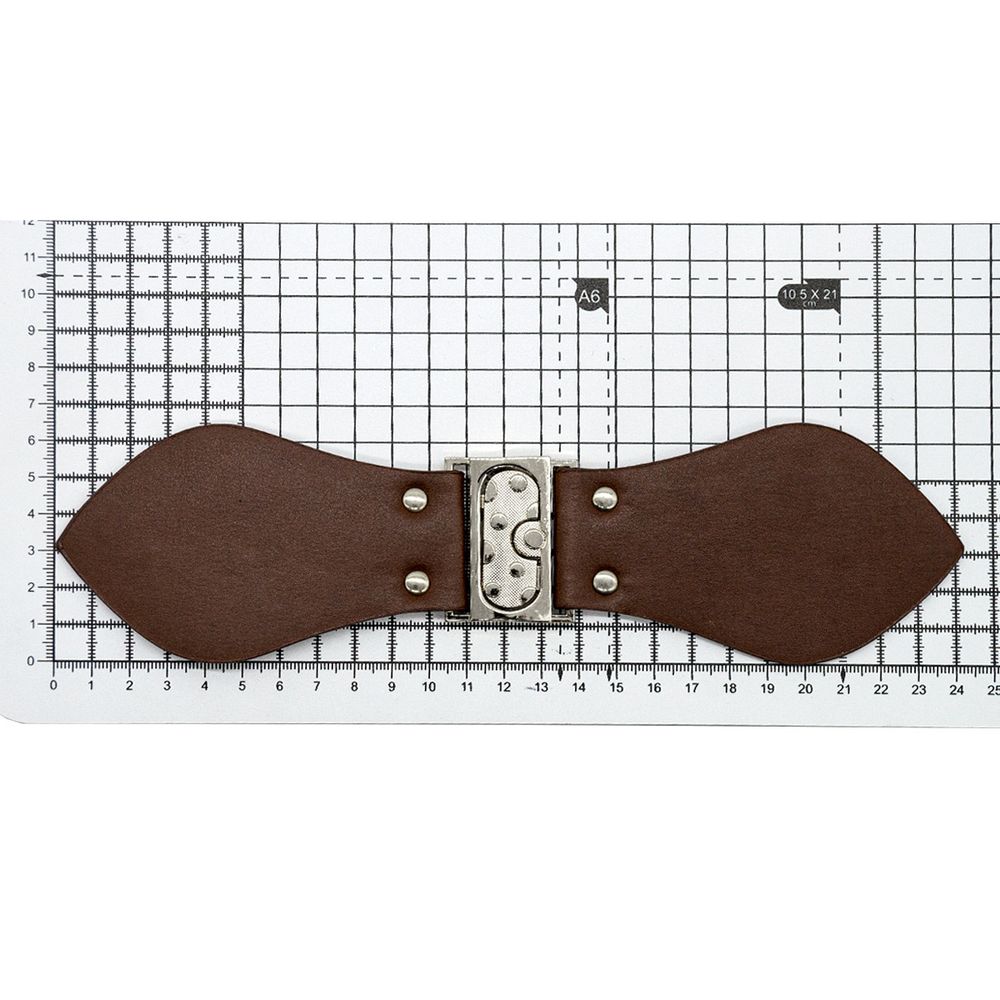 Фурнитура застежка для кардигана кожаная №2 коричневая 24см (никель), 2 шт