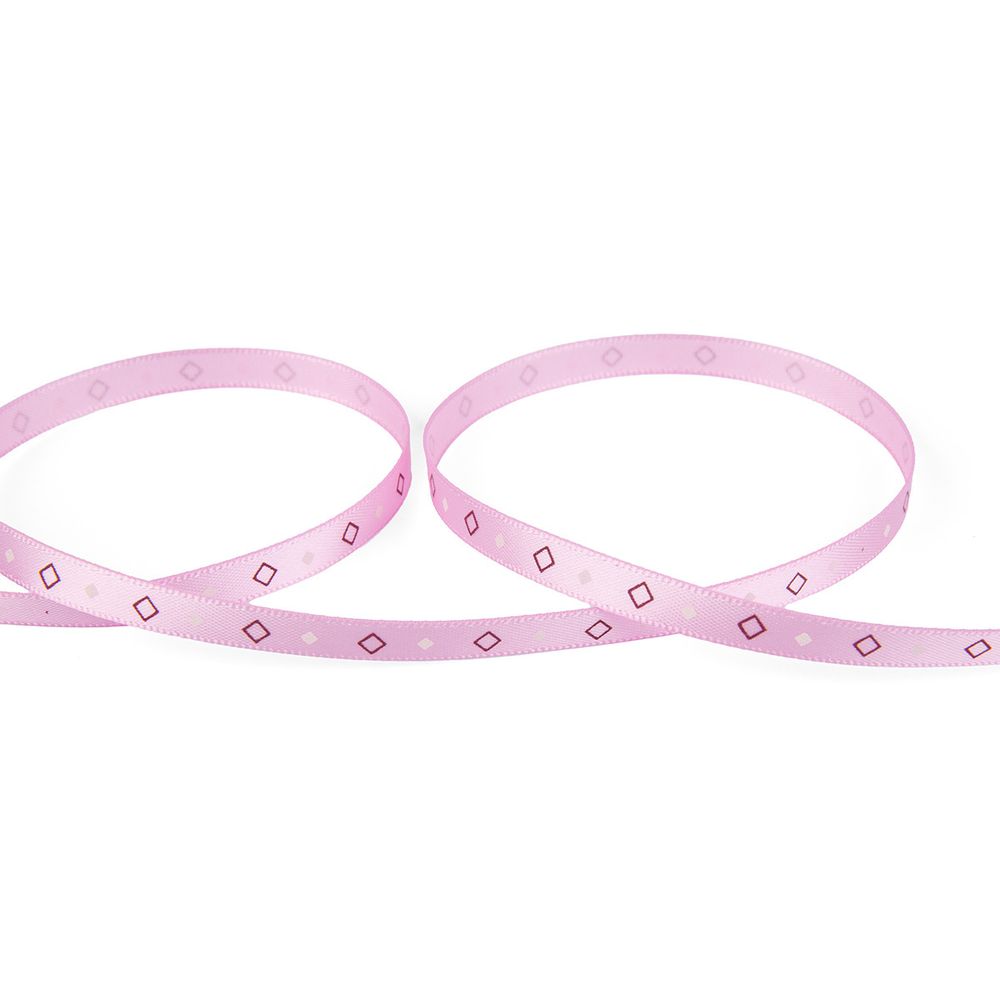 Лента атласная с рисунком _6.0 мм / 22.8 метров, R5/045 ромбики/св.лиловый, Gamma ALP-062