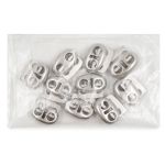 Фиксатор (зажим) для шнура металл плоский, 2 отв., 18х15 мм, (in ⌀4.5 мм), мет. цв.серебро, 10 шт