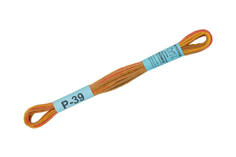 Мулине Gamma меланж, цв.Р-39 песочный-желтый-оранжевый, 12 мотков по 8 метров