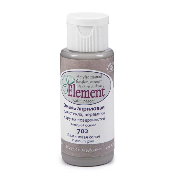 Эмаль акриловая Элемент 50 мл, К5702 702 платиновая серая, Аква-колор