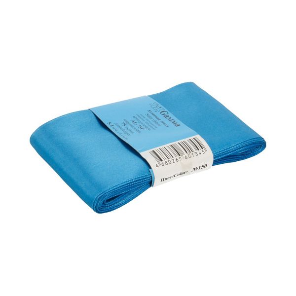 Лента атласная 1-сторонняя 75.0 мм / 5 шт по 5.4 метра, №150 сине-голубой, Gamma AL-75P