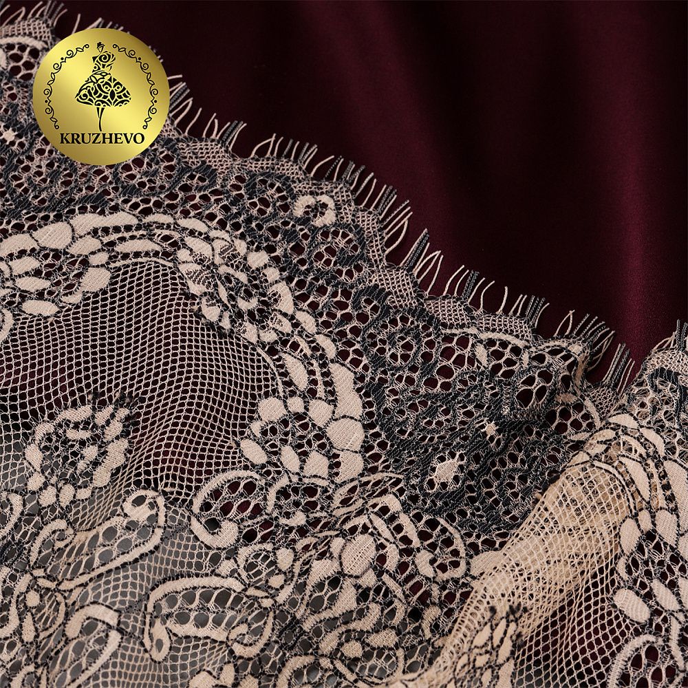 Кружево шантильи (реснички) 230 мм, цв.экрю, уп. 3 м, Kruzhevo