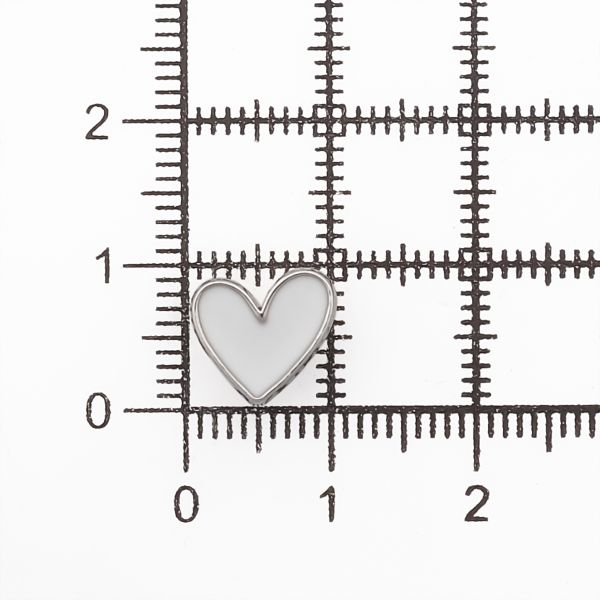 Пуговицы на ножке фигурная Сердце 16L (10мм), металл (White/S (белый/серебро)), MEs-2012, 36 шт