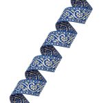 Лента (тесьма) жаккардовая 32.0 мм / 25±1 метров, с метанитом рис. 9819, синий/золото, С3104Г17