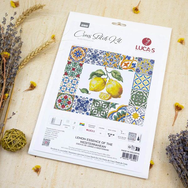Набор для вышивания нитками Luca-S, Лимонная эссенция Средиземноморья, 25х20см