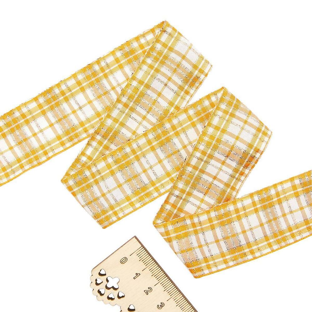 Лента Шотландка с люрексом 30 / 25м (оранж/белый), С3301Г17