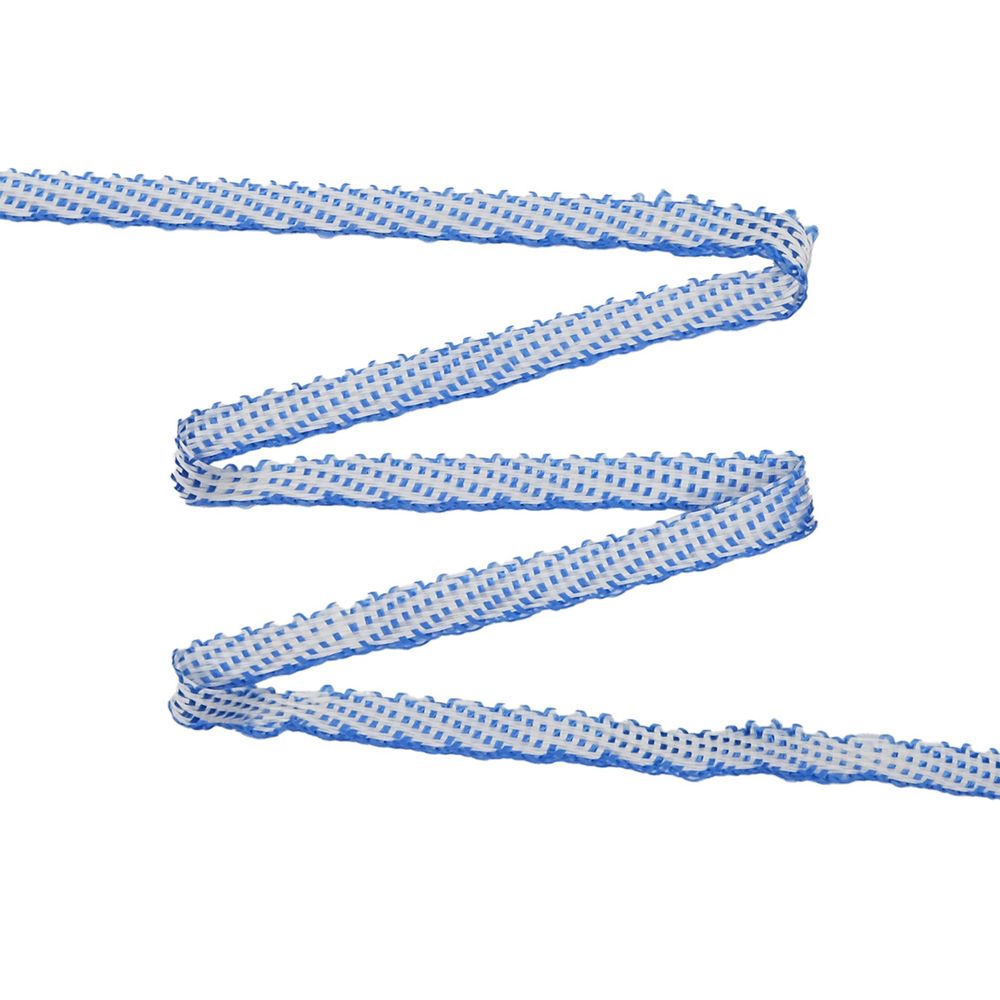 Лента отделочная тканая (вискоза) 69 (2 голубой/белый), 50 м