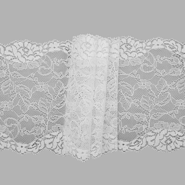 Кружево бельевое эластичное 150 мм / 2.5 метра, цвет белый