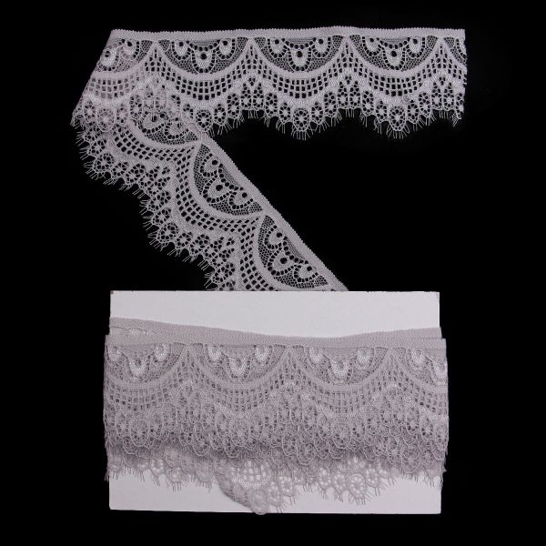 Кружево эластичное (стрейч) 60 мм / 13.71 метра, C154 светло-серый