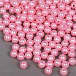 Бусины пластик (перламутр) ⌀8 мм, цв.015 розовый, уп.50г (213 шт), Magic4Hobby