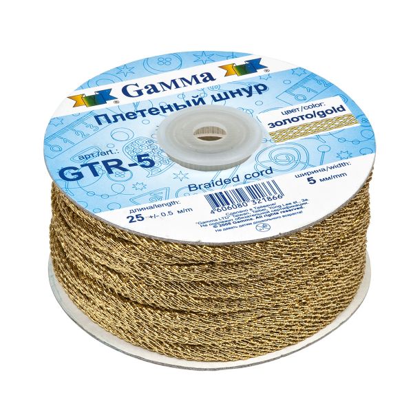 Шнур плетеный ⌀5.0 мм, 25 м, золото, Gamma GTR-5