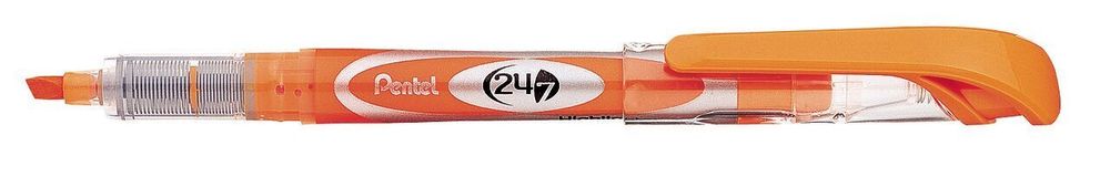 Маркер-выделитель текста с жидкими чернилами 24/7 Highlighter 1-3.5 мм, скошенное 12 шт, SL12-FX оранжевый, Pentel