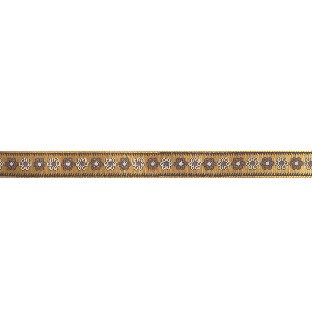 Лента атласная с рисунком 12.0 мм / 22.8 метров, O5/121 орнамент/св.охра, Gamma ALP-123