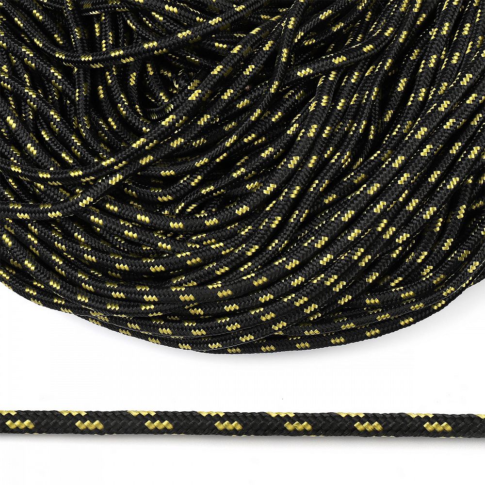 Шнур полипропилен круглый 5.0 мм / 100 метров, 1с-5 плетеный черно/желтый
