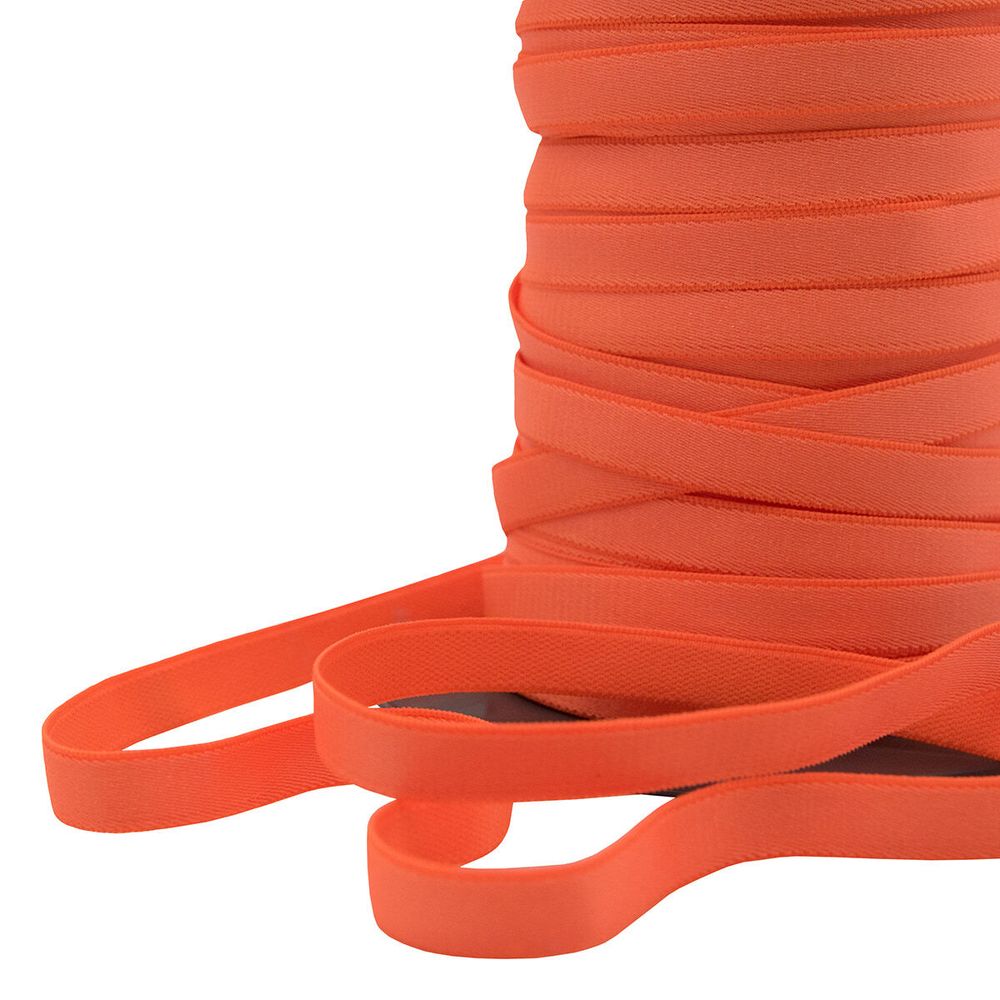 Резинка бельевая (бретелечная) люминесцентная блестящая 10.0 мм / 50 метров, оранжевый