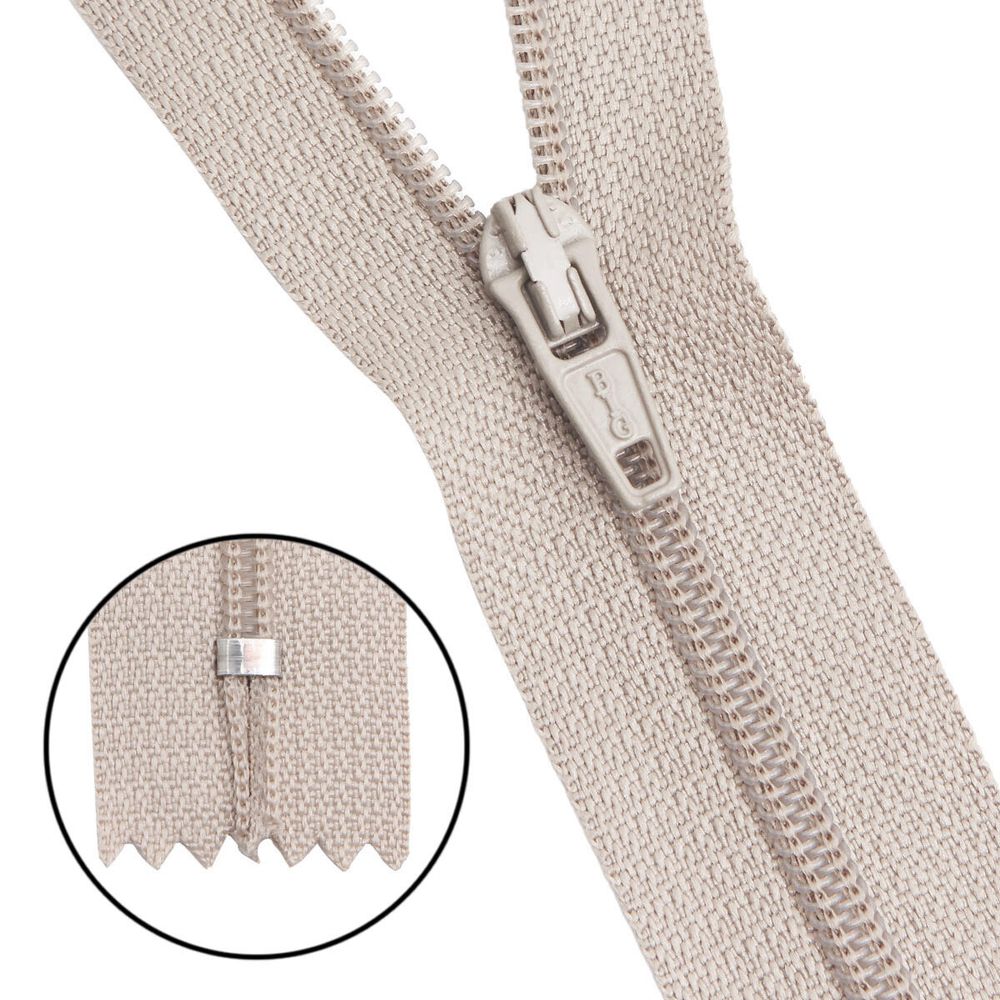 Молния спираль (витая) Т3 (3 мм) 1 зам., н/раз., 20 см, автомат, беж, 30096, 10 шт