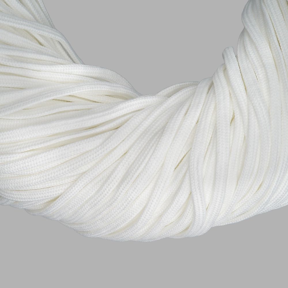 Шнур обувной плетеный ⌀6.0 мм / 100 метров, (диаметр ±1 мм), 003 белый