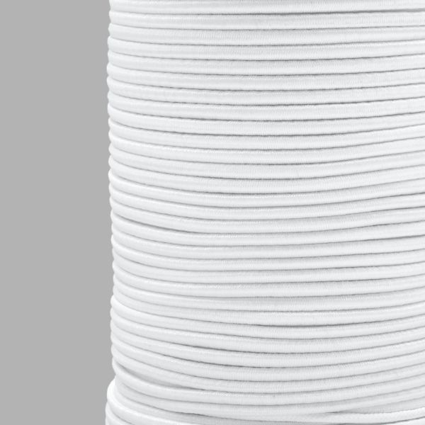 Резинка шляпная (шнур эластичный) ⌀3.0 мм / 100 метров, 0370-0300В, С501 - белый