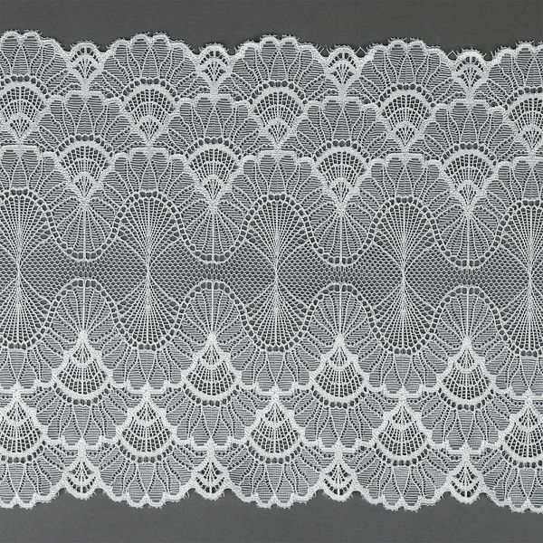 Кружево бельевое эластичное 195 мм / 10 м, цв.01 белый, Kruzhevo