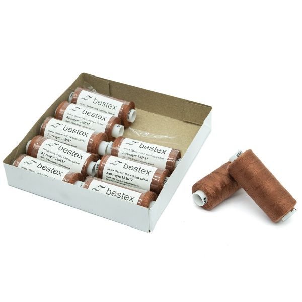 Нитки швейные бытовые Bestex 40/2, 365 м (400 ярд) / 10 кат., 168 бледно-терракотовый