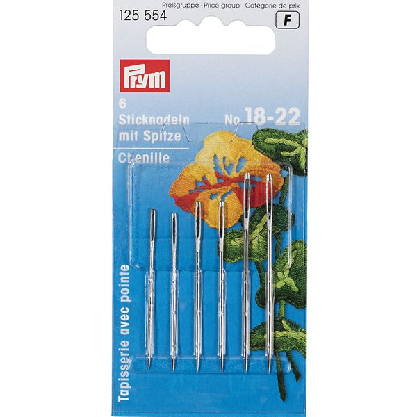 Иглы ручные для вышивания острые ассорти №18-22, 6 шт, Prym 125554