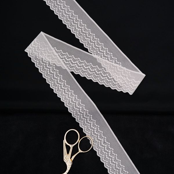 Кружево эластичное (стрейч) 40 мм / 13.72 метра, белый, 3AR3783