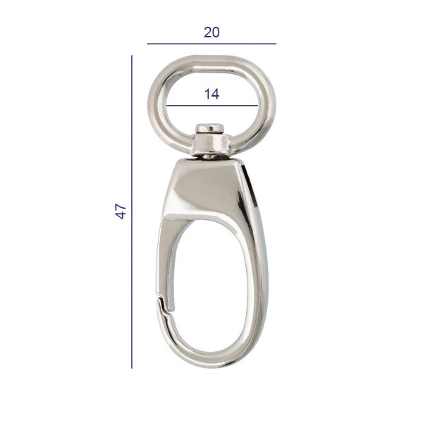 Карабин металл 14.0 мм (47х20 мм), 10 шт, 06 черн.никель, Gamma GH 117/14/10