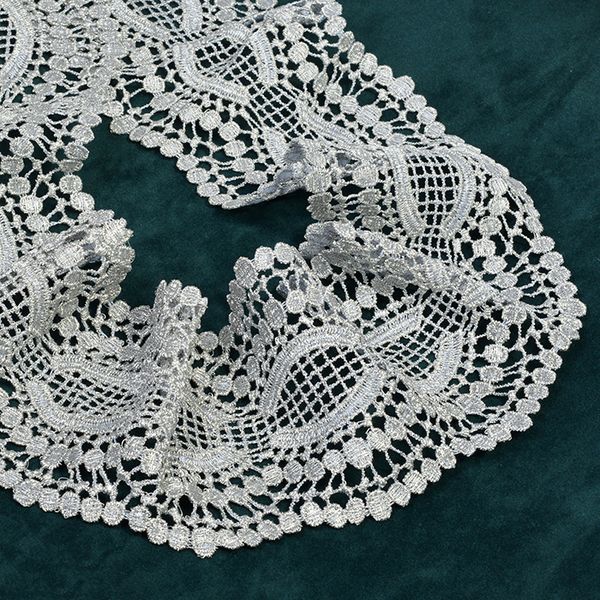 Кружево гипюр (плетёное) 80 мм / 9.14 м, TY LC-GL06 цв.серебро