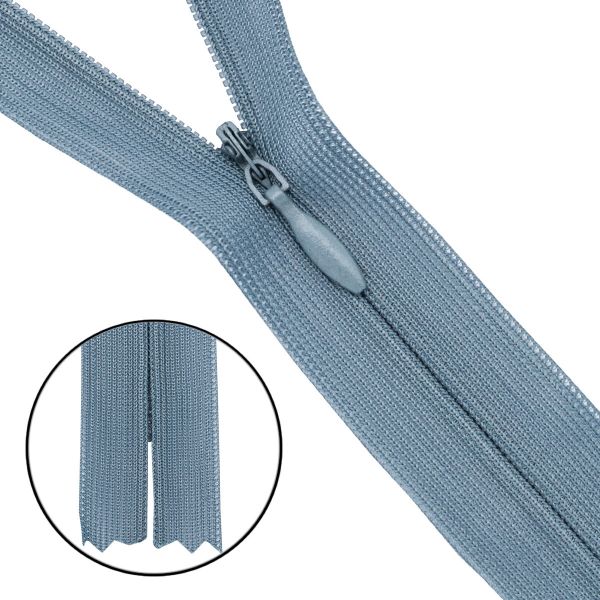 Молния потайная (скрытая) Т3 (3 мм) 1 зам., н/раз., 50 см, нейлон, F316 серый, 10 шт