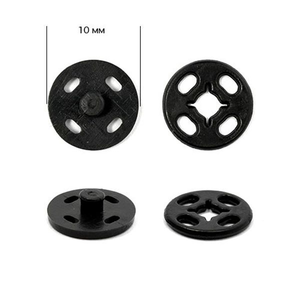 Кнопка пришивная пластиковая 10 мм, цв. черный уп. 200 шт, PSB