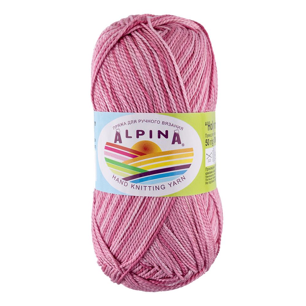 Пряжа Alpina Holly Melange / уп.10 мот. по 50г, 200м, 15 яр.розовый/т.яр.розовый