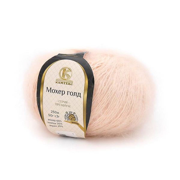 Пряжа Камтекс Мохер Голд / уп.10 мот. по 50 г, 250 м, цв.цв.080 экрю
