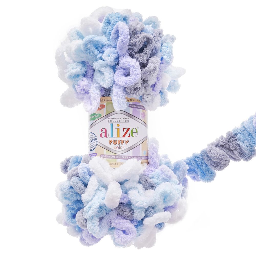 Пряжа Alize (Ализе) Puffy Color / уп.5 мот. по 100 г, 9м, 6524 секционный