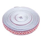 Лента (тесьма) жаккардовая 38.0 мм / 25±1 метров, для пояса, рис 9860 бело/красный №2, Gamma С3822