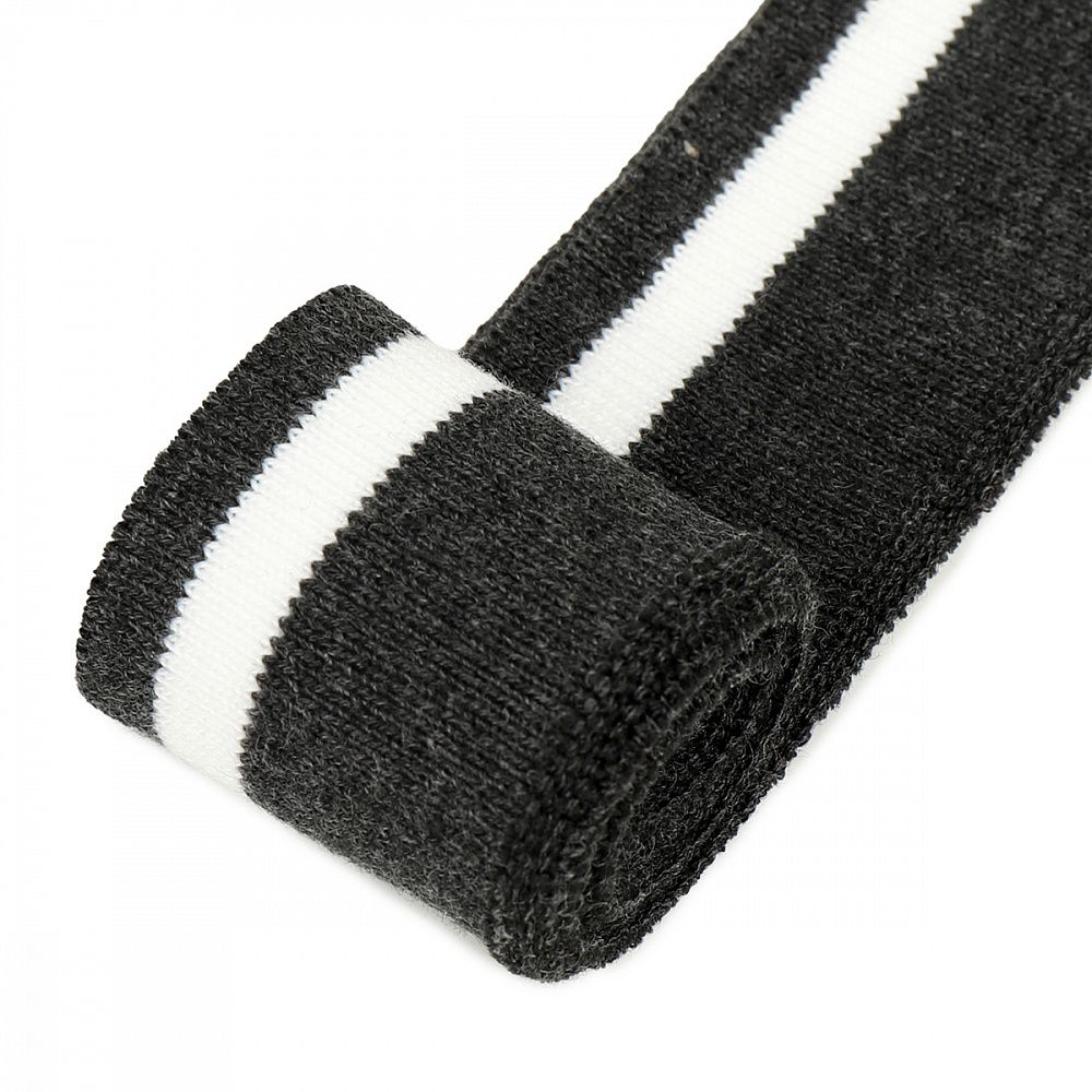 Подвяз (довяз) трикотажный 3.5х80 см, т.серый с белой полосой, 100% п/э, 5 штук