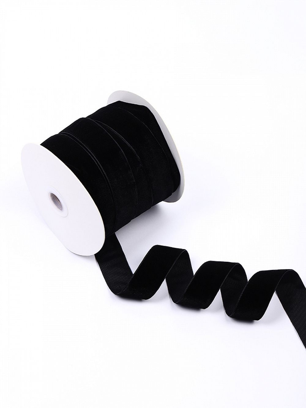 Лента бархатная (тесьма) 25.0 мм / 22.86±1 метров, арт.25VR03 нейлон цв.черный