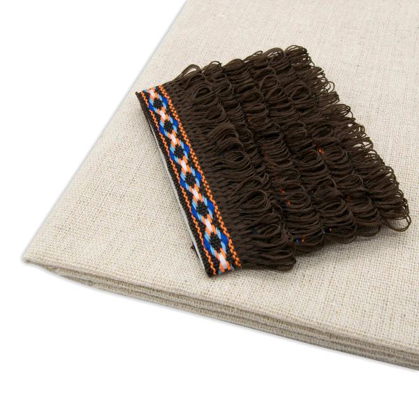 Ткань для рукоделия в наборе с тесьмой жаккард -бахрома 50х50см+1м (21947/34113 т.коричневый) 29501