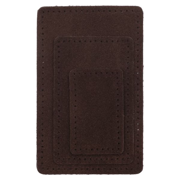 Набор заплаток пришив. из замши, прямоуг-к 4х6,4см, 6х9,6см, 8х12,7см, с перфорацией, 3 шт (21 темно-коричневый), 59403