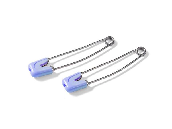 Булавки безопасные с пластиковым замком нержавеющий сплав, 4 шт, голубой/под никель, Prym 086101