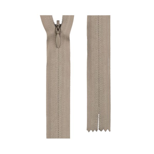 Молния потайная (скрытая) Т3 (3 мм) 1 зам., н/раз., 18 см, сатин (плотная) 285 бежево-серый, G013P Gamma, 10 шт