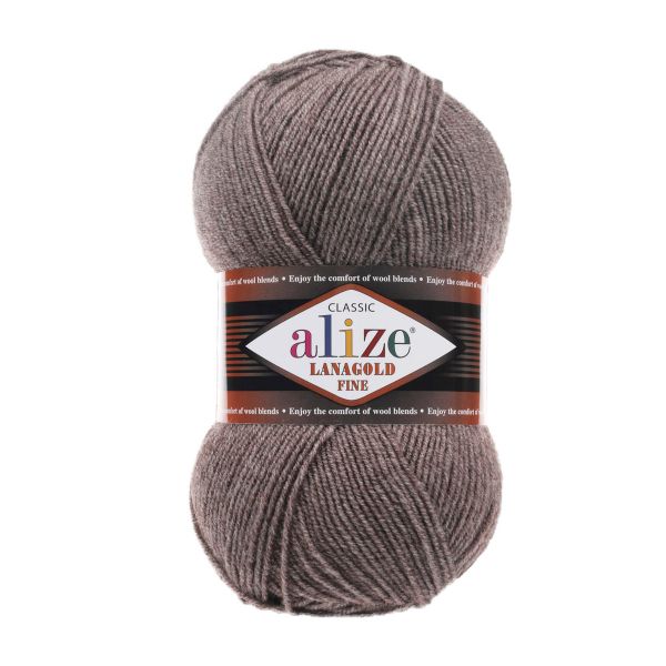 Пряжа Alize (Ализе) Lana Gold Fine / уп.5 мот. по 100 г, 390м, 240 коричневый меланж A